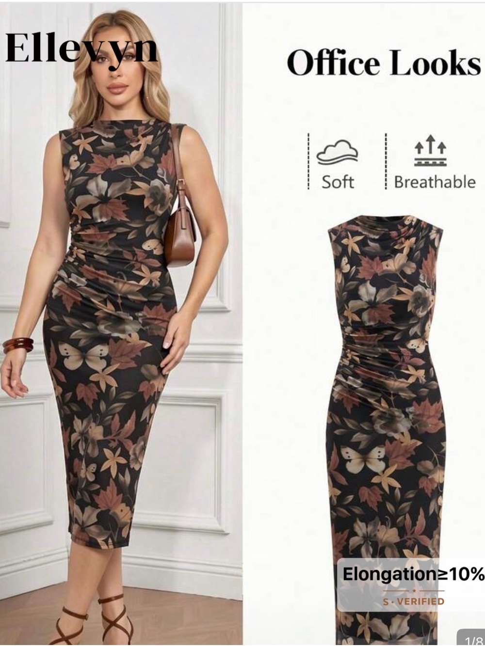 Women's Black Floral Sleeveless Midi Dress NIP XL